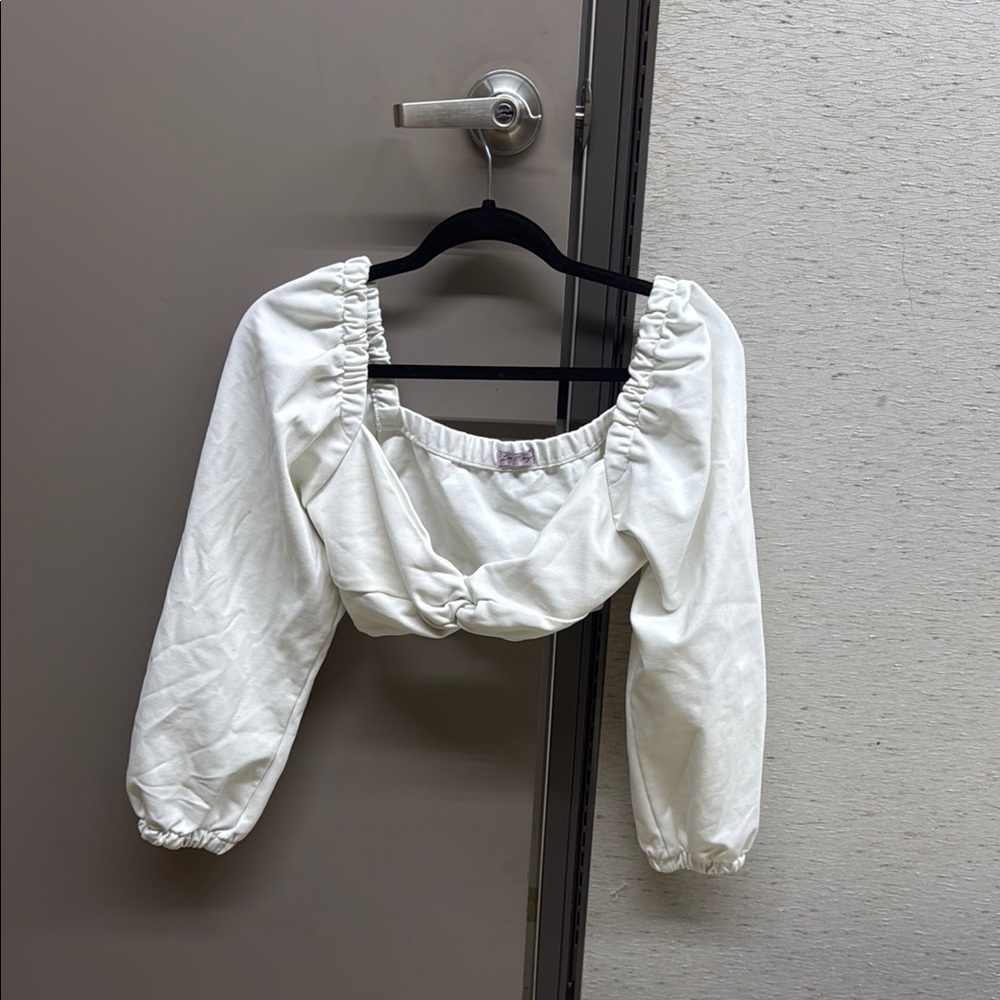 Cream Puff Sleeve Ruched Crop Blouse